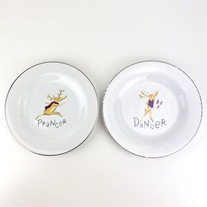 Pottery Barn Christmas Santa's Reindeer Porcelain Salad Plate - Dancer, Prancer